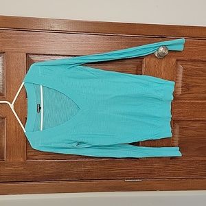 Express Robbins Egg Blue V-neck shirt